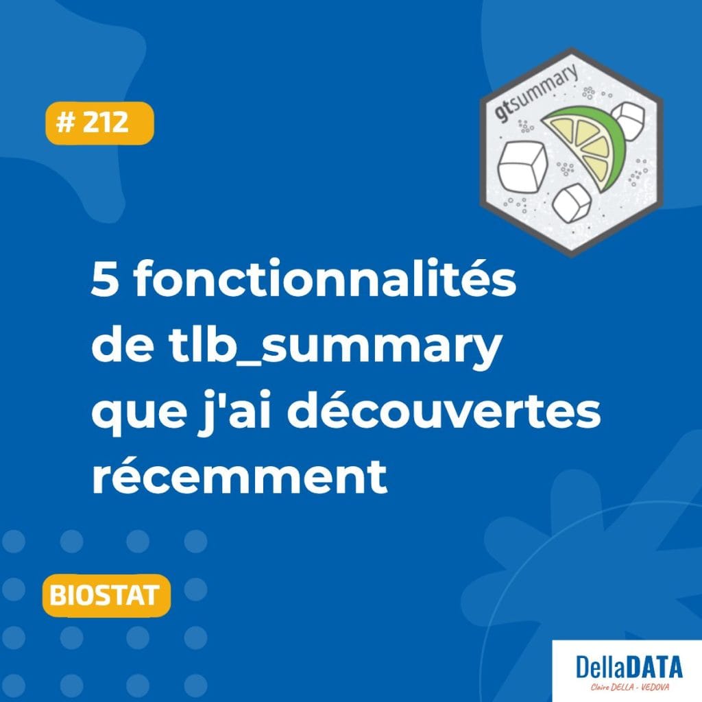 Vignette de l’article « 5 fonctionnalités de tbl_summary que j’ai découvertes récemment », consacré à la personnalisation des tableaux descriptifs avec le package gtsummary sous R.
